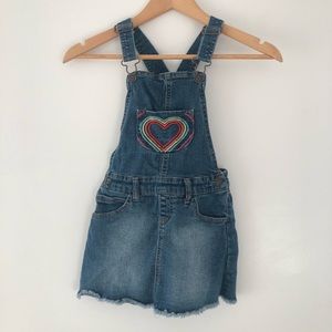 CAT&JACK Girls Rainbow Jean Overall Dress - S (6)